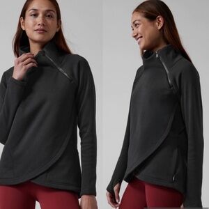 ATHLETA Cozy Karma Asym Pullover Black Comfort Cozy Size Medium